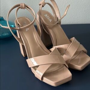 MIA Cream Block Heel Sandals